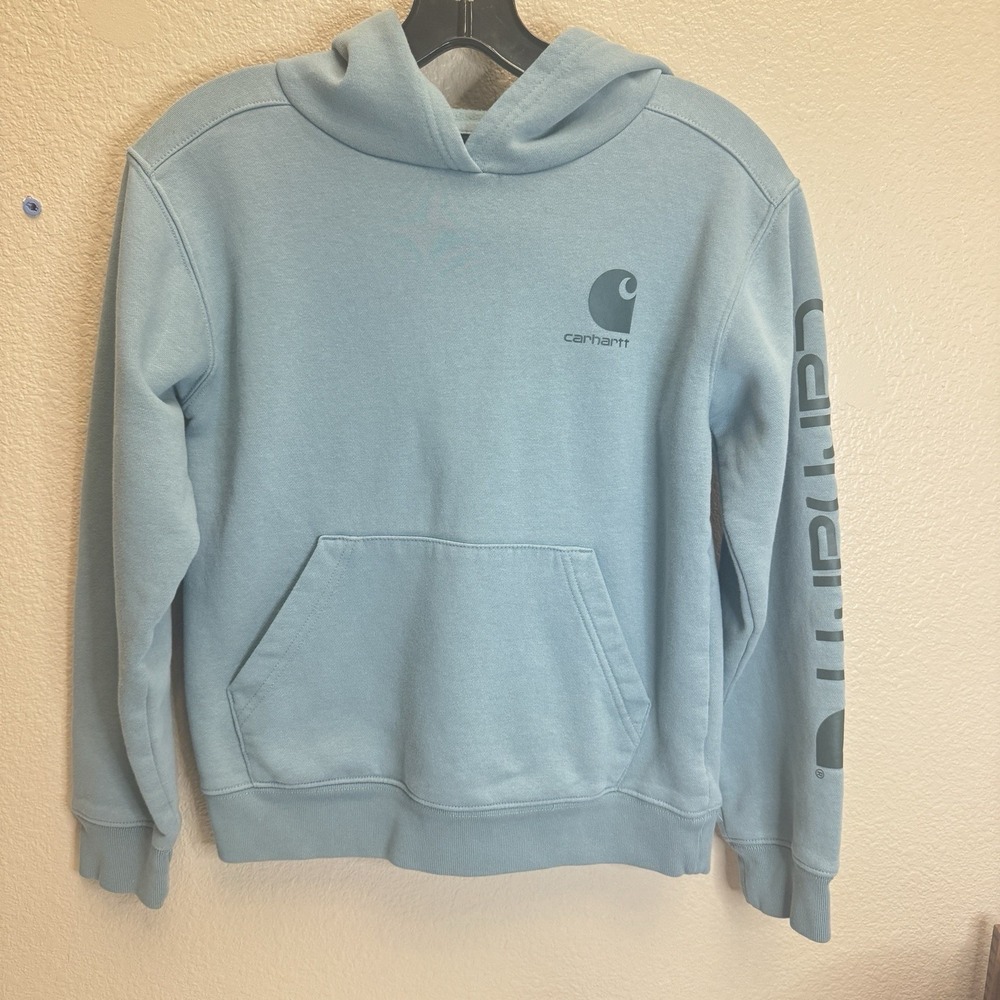 Carhartt Pullover Size 10-12 Kids. Light Green Sweater Hoodie Youth